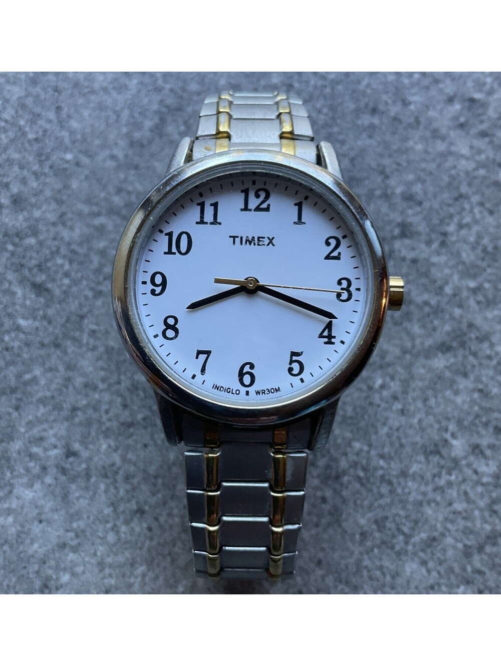 Timex Womens Easy Reader Watch 25mm Silver Tone Case W/Two Tone Band A11
